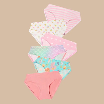 UltraModal™ Kids FeelFree Girls Bikini Brief 6-Pack | Seashore Heart Pack