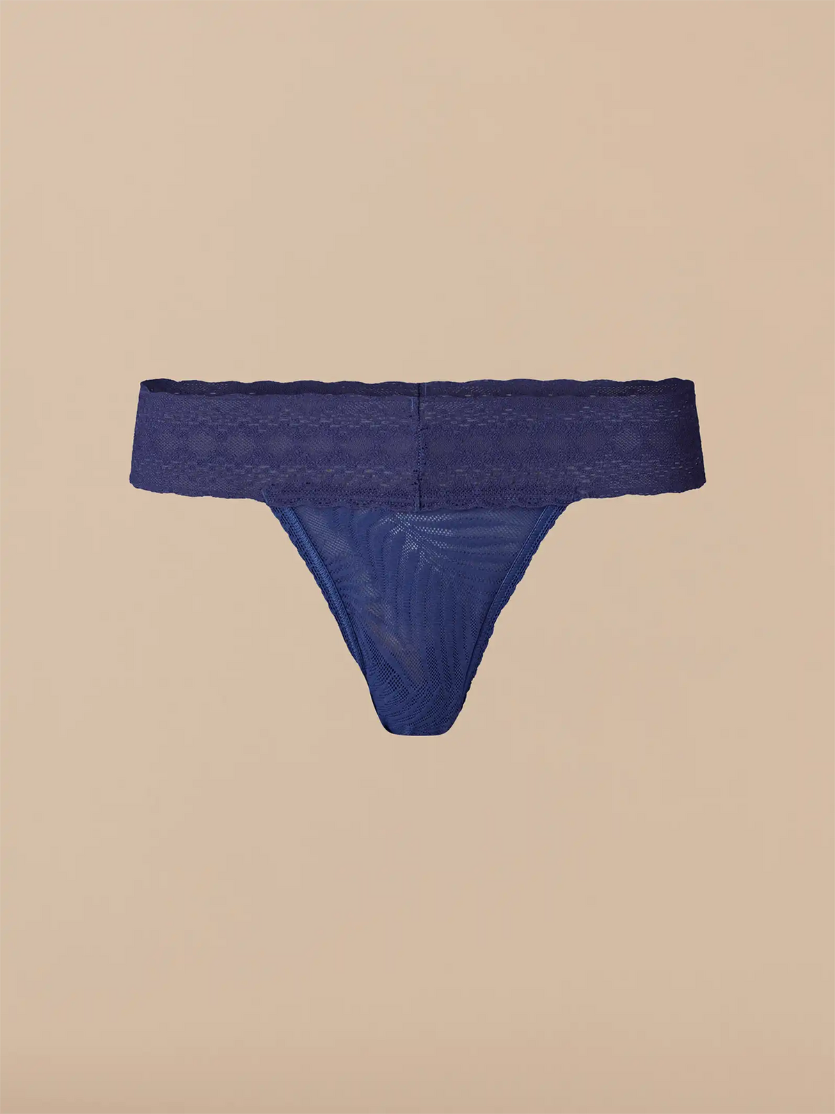 All Over Lace Low-Rise Thong | Navy Feather