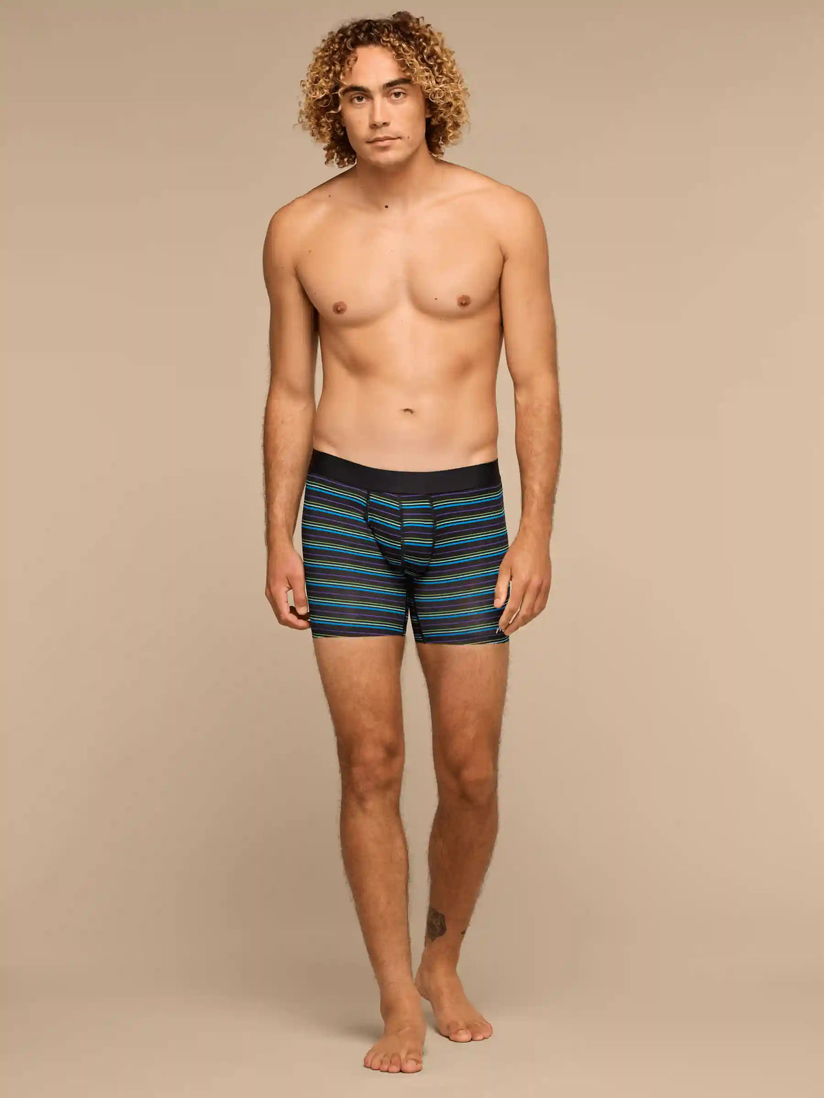 Breathe Boxer Brief w/ Fly | Blue Light Stripes
