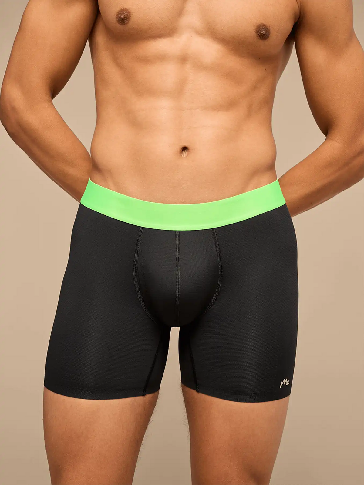Breathe Boxer Brief w/ Fly | Black/Electric Lime