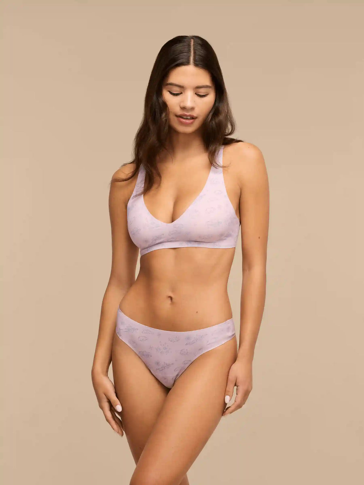 Seamless Plunge Bralette | Space Doodles