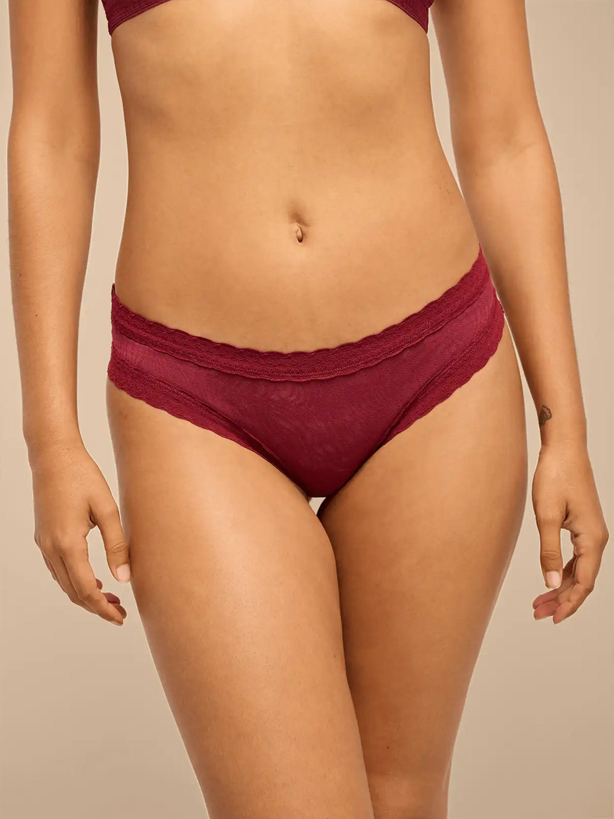 All Over Lace Tanga | Cabernet Zebra