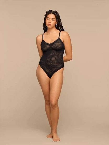 All Over Lace V-Neck Bodysuit | Black Feather
