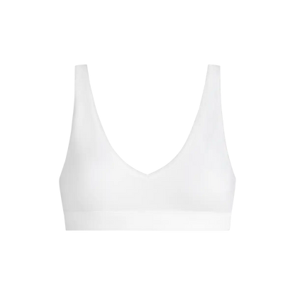 Stretch Cotton V-Neck Bralette | White